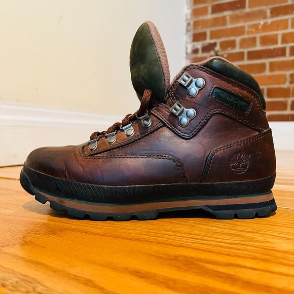 Shoes - Timberland Euro Hiker Womens 9M Shoes Brown Black Leather Comfort Ankle Boots